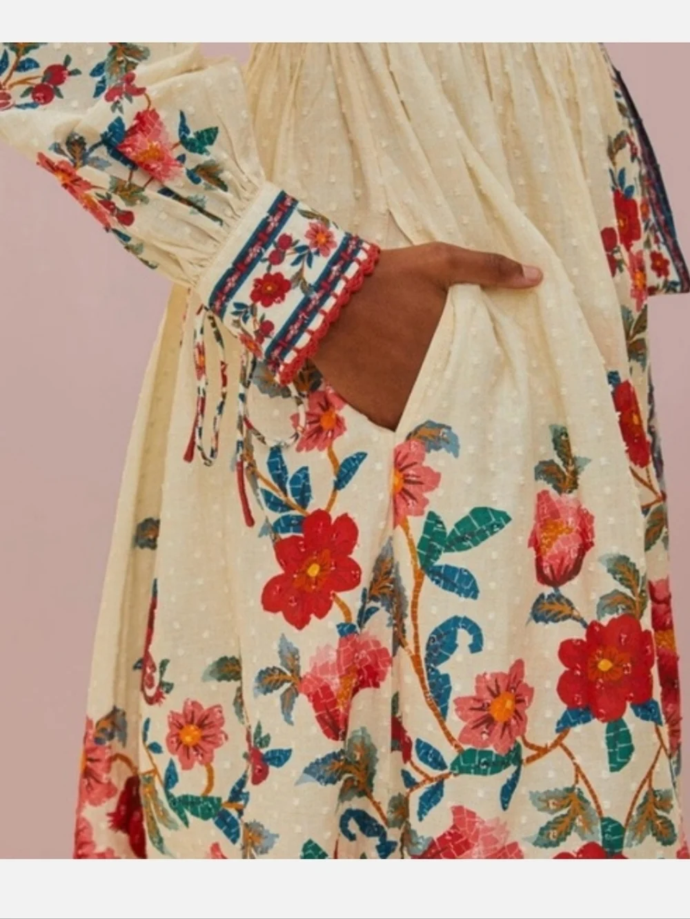 FARM Rio Mosaic Sands Floral Wrap Midi Dress - Picture 3 of 7